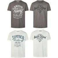 riverso T-Shirt Herren Printshirt RIVLeon Regular Fit (4-tlg) Kurzarm Tee Shirt mit Rundhalsausschnitt aus 100% Baumwolle