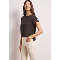 STREET ONE Shirttop Sommershirt mit Rundhals und Knopfdetails