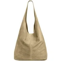 Caspar Schultertasche große Damen Wildleder Tasche Hobo Bag - CLASSIC LINE - Modell No.767, angenehm leicht, ohne Innenfutter, mit Sicherheitsfach, 100% Echtleder