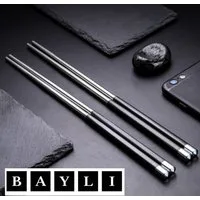 BAYLI Pizzaschneider Bayli 1 Paar Chinesische Essstäbchen Set aus Edelstahl, edle Sushi