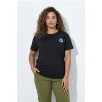 MIAMODA T-Shirt T-Shirt Boxy Fit Pailletten Smiley-Patch Halbarm