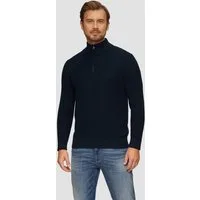 s.Oliver Longpullover Strickpullover Strukturierter Strickpullover mit Troyerkragen