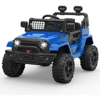 GarveeMore Elektro-Kinderauto Elektroauto für Kinder mit 2,4 GHz Fernbedienung, Federung,LED-Lichter, Bluetooth, 2 Geschwindigkeiten