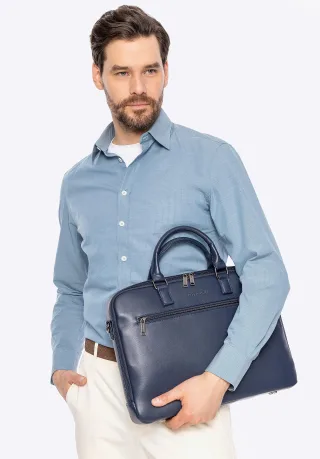 Wittchen Herren-Laptoptasche, 16 Zoll, Kunstleder, Marineblau, Öko-Leder