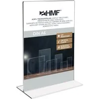 HMF Bilderrahmen Acryl Tischaufsteller DIN A6, Doppelseitiger, für 1 Bilder (1 St), T-Ständer Aufsteller, Hochformat, Glasklar