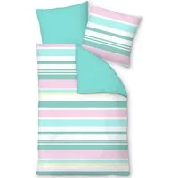 LIVING DREAMS Bettwäsche Bettwäsche-Set HOLIDAY STRPES reine Baumwolle Satin, Satin, 2 teilig, trendige Streifen in tollen Sommerfarben Wendebettwäsche atmungsaktiv