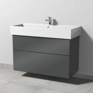 Sanipa 3way Waschtischunterbau zu Duravit Vero Air Waschtisch mit 2 Auszügen, Anthrazit-Glanz SF43579