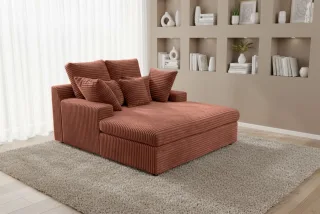 Lounge Chaiselongue AROSA Liege in Stoff Tilia Rostbraun