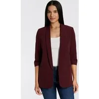 ONLY Kurzblazer ONLELLA – Femininer Blazer mit 3/4-Ärmeln und Raffung regular fit, casual, Web, Kunstfaser, V-Ausschnitt