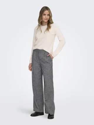 ONLY - ONLBEKKA LIFE HW WIDE WOOL LOOK PANT TLR Medium Grey Melange - Gr. - 36/32