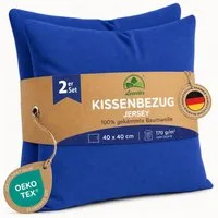 leevitex® Kissenbezüge Kissenbezug 40 x 40 cm, 2er Set, Royalblau/Königsblau, (2 Stück), feine Jersey-Qualität, 100% Baumwolle, robuster Reißverschluss