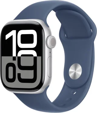 Apple Watch Series 10 [GPS inkl. Sportarmband S/M denim] 42mm Aluminiumgehäuse silber