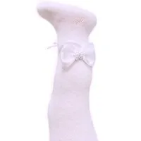 La Bortini Strumpfhose Strumpfhose in Weiß mit Schleifen Baby Kinder Strumpfhosen für Taufe elastisch, 44 50 56 62 68 74 80 86 92 98 104 110