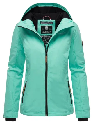 Marikoo Damen Übergangsjacke leichte wind- und wasserabweisende Jacke mit Kapuze Aqua Green