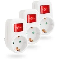 greate. 3x 1fach Steckdosenadapter mit Schalter - Zwischenschalter ohne Kabel Mehrfachsteckdose