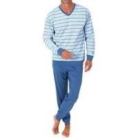 Normann Pyjama Normann Herren langarm Pyjama mit Bündchen in eleganter Streifenoptik