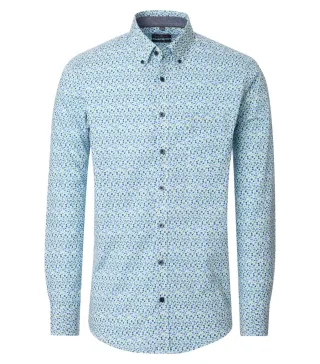 CASAMODA - Casual Fit: Freizeithemd blau/grün - Gr. - XXL