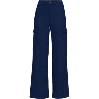 Leinen-Cargohose mit weitem Bein für Damen in Petite-Größe, Damen, size: petite, Blau, Leinen, by Lands' End