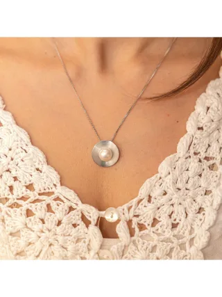 Zeeme Pearls Halskette Silber 925 rhodiniert mit einer weißen Perle 10mm