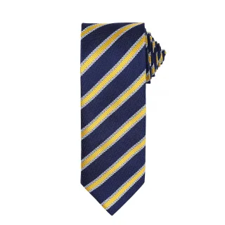Premier Mens Waffle Stripe Formal Business Tie (Marine/Gold)