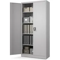 Muralo Aktenschrank Metallschrank für Dokumente, Doppeltür mit Schloss, ideal für Büro (1-St., 50 kg Traglast, 185×90×40 cm) Zwei Schlüssel, Doppeltür, passt 50 Ordner, 4 verstellbare Regale