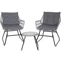 SVITA Balkonset AMALFI, Rattan, Outdoor, Sitzgruppe, Hellgrau