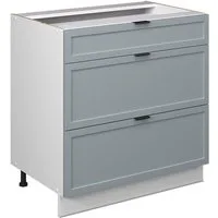 Vicco Unterschrank Fame-Line, Hellblau-grau/Weiß, 80 cm mit 3 Schubladen, ohne Arbeit... (1-St)