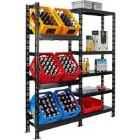 PROREGAL® Flaschenregal Getränkekistenregal GARDASEE 180x160x30cm 6 Kisten + 5 Boards Schwarz