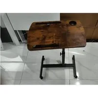 JEOBEST Computertisch Laptoptisch auf Rollen, Beistelltisch Höhenverstellbar(59-89cm) Stahl, (Holz Tischplatte Neigbar, Drehbar) Mit 2 Stopp-Leisten
