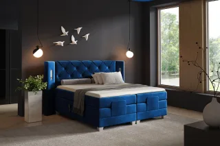 Boxspringbett Elektrisch Bett STEVE 140x200cm in Stoff Fresh Blau