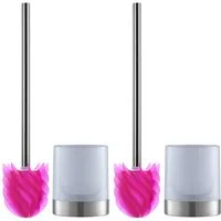 LOOMAID WC-Reinigungsbürste LOOMAID WC-Bürste pink & Halter 2er-Set, Toilettenbürste Klobürste WC-Bürste Silikonkopf pink/transparent
