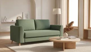 BRUNO Schlafsofa 160cm in Grün | Klassik | stabiles Massivholz & Boxspringkomfort