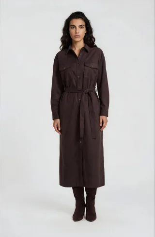 Milano Italy - Suede shirt dress 1/1 sleeve mocca - Gr. - 42