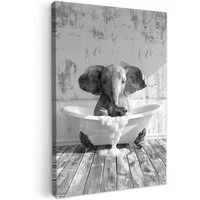 OneMillionCanvasses® Leinwandbild Elefant - Weinlese - Tiere - Schwarz - Weiß, Fotodruck (1 St), Badezimmer Deko, Bilder WC, Toilette Wanddeko 20x30 cm