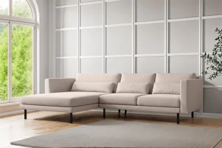 Ecksofa Designersofa AGADA in Stoff Verita Beige Ottomane Links