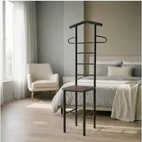 CARO-Möbel Herrendiener JIVO, Herrendienerr mit ablage aus Metall und MDF modern schwarz/braun