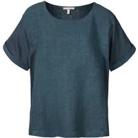 Himalaya Clothing Kurzarmshirt Lässiges Leinen-Shirt Damen mit Rundhalsausschnitt und Rückenfalte Damen Oberteil aus Leinen mit hohem Tragekomfort