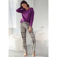 LASCANA Pyjama (Set, 2 tlg) mit Flanellhose im Karomuster