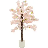 Kunstpflanze Künstliche Pflanze für Wohnräume & Garten dekorative Zimmerpflanze, ML-DESIGN, Höhe 120 cm, Kunstbaum Kirschbaum 120 cm für Innen Außen mit Naturholzstamm im Topf