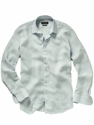 Mey & Edlich Herren Prestige-Leinenhemd Blau 100 % Leinen