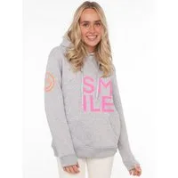 Zwillingsherz Hoodie "Alissa" Langarm, Kapuze, Neon-Details, Kordelzug, Frontprint, Kängurutasche
