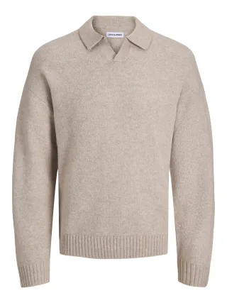 JACK&JONES - JJESOHO OLLIE KNIT SPLIT NECK SN - Gr. - M