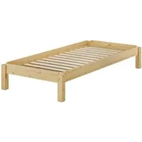 ERST-HOLZ Futonbett Stapelbett Einzelbett Holzbett 80 x 190 cm Kiefer Massiv, Kiefer farblos lackiert