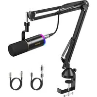 TONOR Streaming-Mikrofon  TONOR TD520S+ Mikrofonset – RGB, Boom‑Arm, Monitoring, Plug‑&‑Play