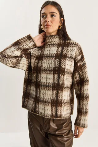 Dicker Karierte Halboverall Pullover