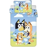 Bluey Kinderbettwäsche Baby Bettwäsche Set 100 × 135 cm + 40x60 cm Baumwolle, Baumwolle