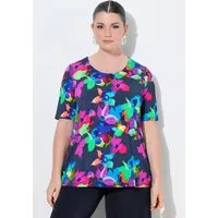 Ulla Popken T-Shirt Slinky-Shirt Blüten A-Linie Rundhals Halbarm