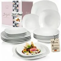 SÄNGER Tafelservice Bilgola Geschirrset, Weiß (18-tlg), 6 Personen, Porzellan, Premium Collection