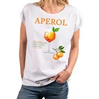 MAKAYA Print-Shirt Damen mit Orangen Motiv Aperol Spritz Glas Party Outfit Lässig Elegant (Schwarz, Weiß, Blau, Grau, Grün, Rosa, 34, 36, 38, 40, 42, 44, 46, 48, 50) große Größen