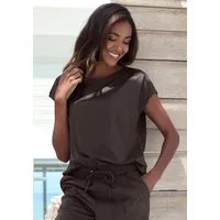 French Connection T-Shirt aus Veloursleder-Imitat mit kleiner Stickerei, Loungewear